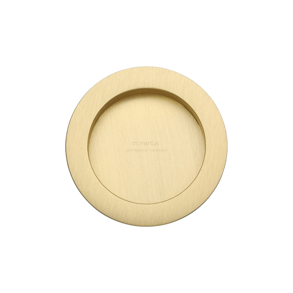 Pocket Door Round Flush Pull Pair - Satin Brass